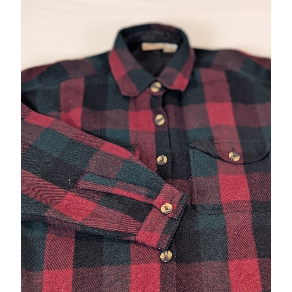Weathervane Women Red Green Buffalo Plaid Wool Blend Lined Shacket Jacket L/XL - Picture 5 of 12